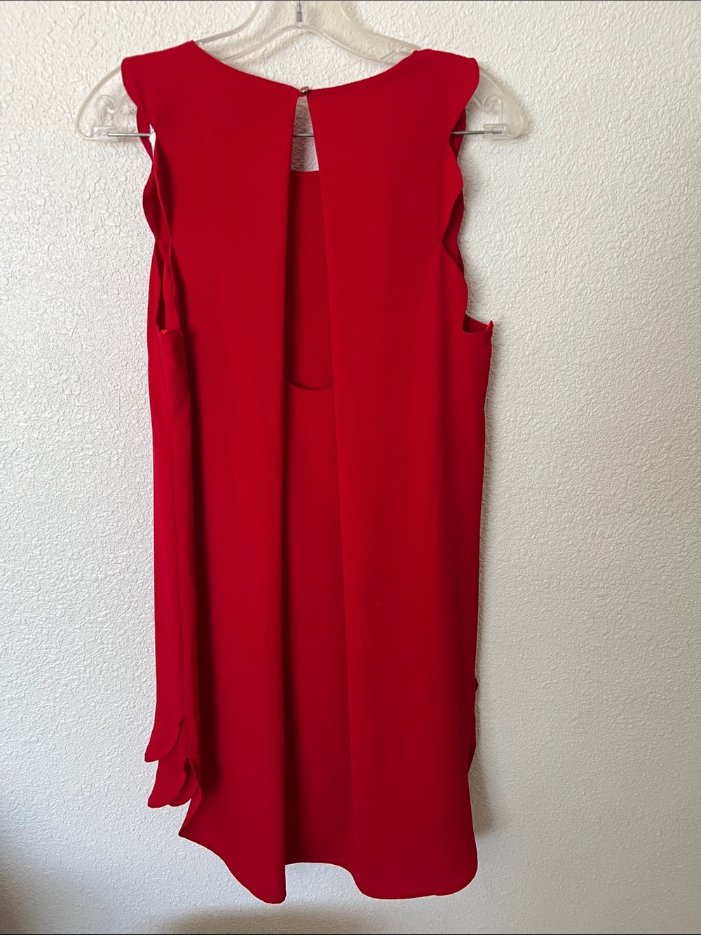 Monteau Red High-Low Scalloped Sleeve Dress size Medium - Picture 4 of 8